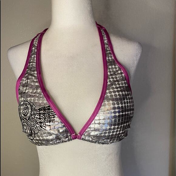 NWOT Sinful by Affliction silver/purple bikini top - Picture 1 of 6